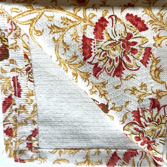 Lauren Ralph Lauren 2 Pc Cotton Kitchen Dish Towels Set Ivory Gold Reddish Brown - Picture 4 of 8